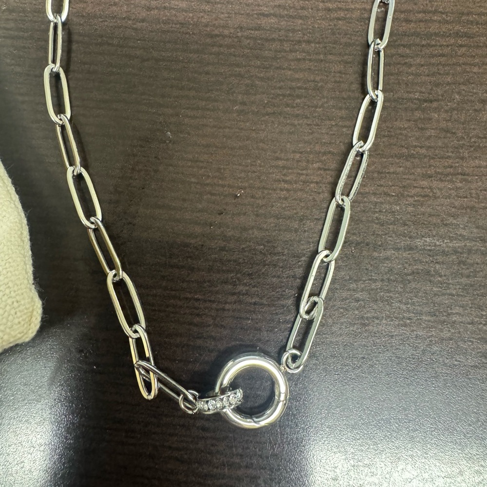 Rose & Maine 16” Silver Tone Paper Clip Necklace with Carabiner NEW - Picture 4 of 4